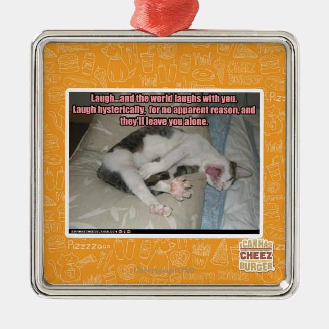 Ornamento De Metal O riso e o mundo riem com você (Frente)