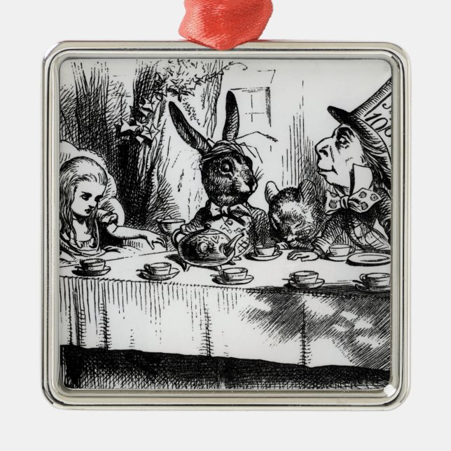 Ornamento De Metal O tea party do Hatter louco (Frente)