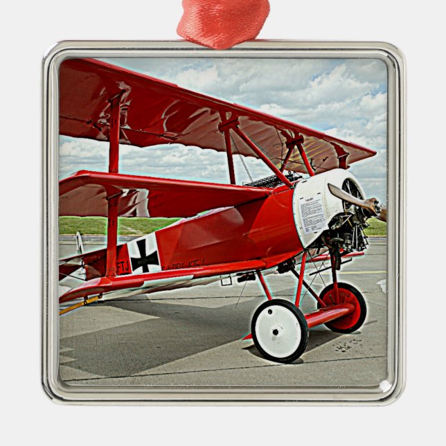 Ornamento De Metal O triplane do Baron vermelho (Frente)