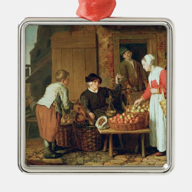 Ornamento De Metal O vendedor da fruta (Frente)