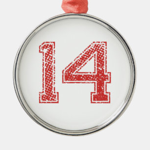 Ornamento De Metal O vermelho ostenta Jerzee número 14