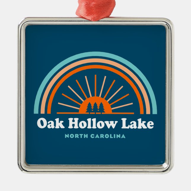 Ornamento De Metal Oak Hollow Lake North Carolina Rainbow (Frente)