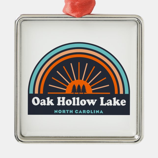 Ornamento De Metal Oak Hollow Lake North Carolina Rainbow (Frente)
