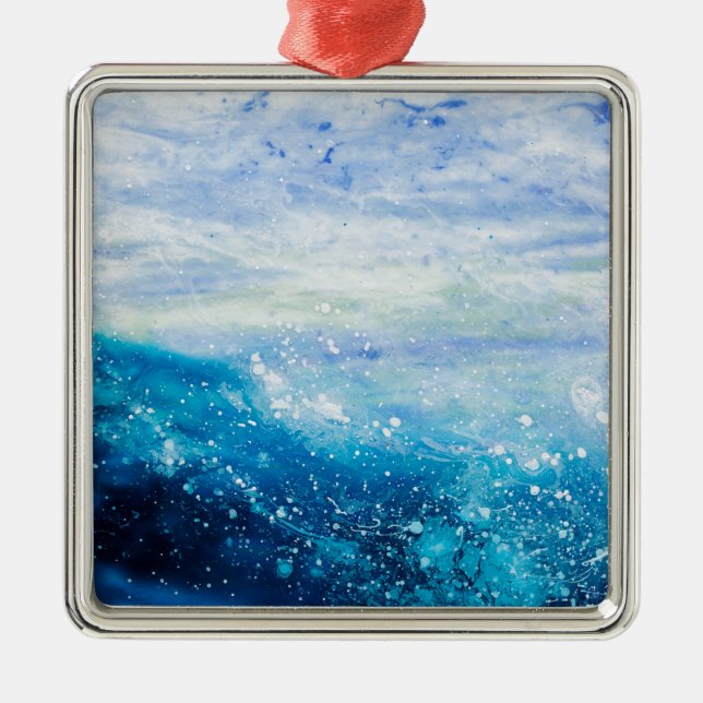 Ornamento De Metal Ocean wave painting, sea foam (Frente)