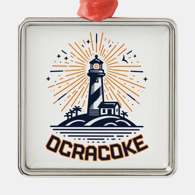 Ornamento De Metal Ocracoke North Carolina Lighthouse Sunrise (Frente)