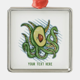 Ornamento De Metal Octopus Avocado Engraçado