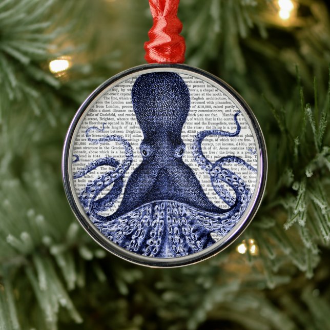 Ornamento De Metal Octopus azul (Árvore)