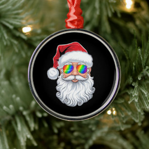 Ornamento De Metal Óculos de Sol Gays de Natal Face Santa Christmas X