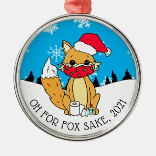 Ornamento De Metal Oh para Fox Sake, 2021 Feliz Natal