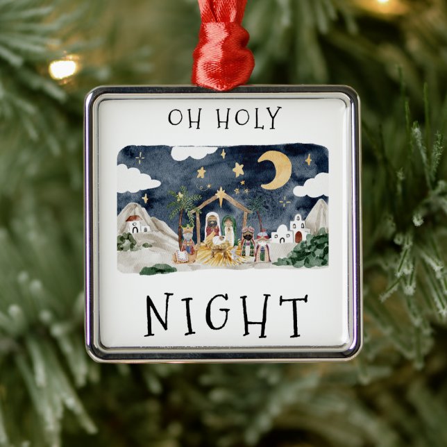 Ornamento De Metal Oh, Santa Noite, Natal Africano Americano (Árvore)