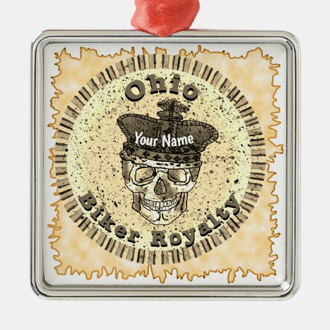 Ornamento De Metal Ohio Biker  (Frente)