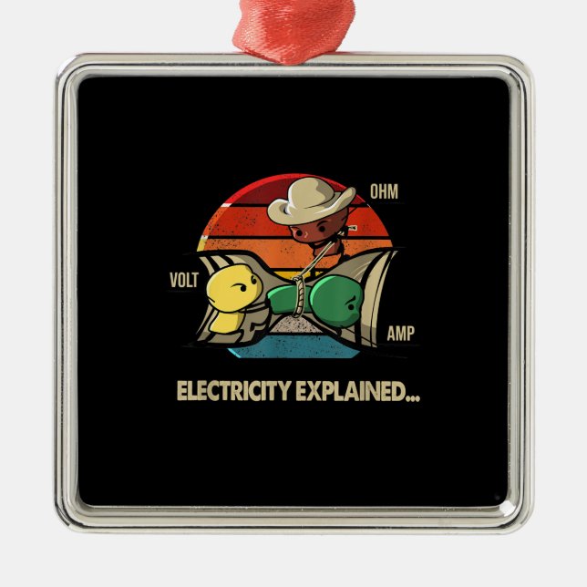 Ornamento De Metal Ohm Volt Amp Electricity Explained  Electrician (Frente)