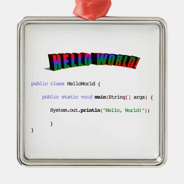 Ornamento De Metal Olá, geek mundial saudando Java (Frente)