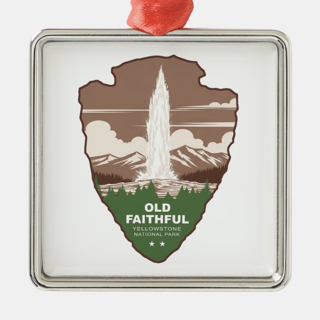 Ornamento De Metal Old Faithful Yellowstone National Park Arrowhead (Frente)