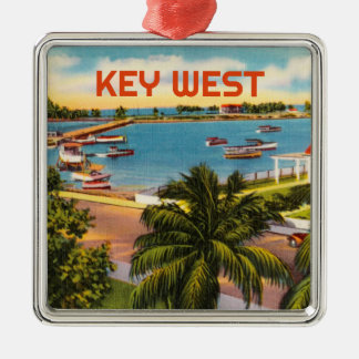 Ornamento De Metal Old Key West Florida com a cena do porto de vintag