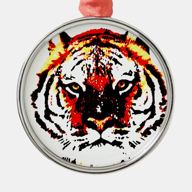 Ornamento De Metal Olhos de Tigre Selvagem (Frente)