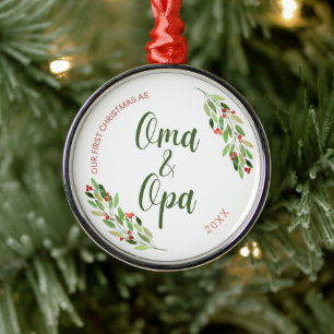 Ornamento De Metal Oma and Opa first Christmas
