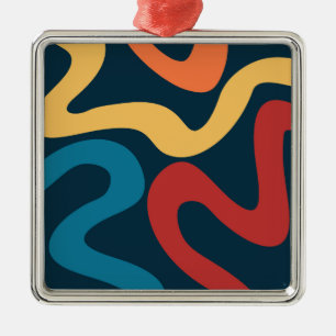 Ornamento De Metal Ondas abstrato coloridas