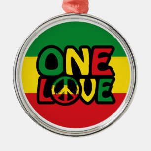 Ornamento De Metal One Love, Reggae design com cores reggae