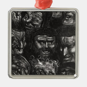 Ornamento De Metal Onze caras grotescos