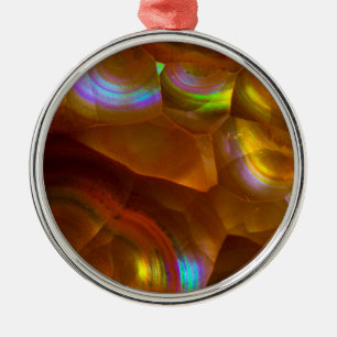 Ornamento De Metal Opal de fogo laranja iridescente