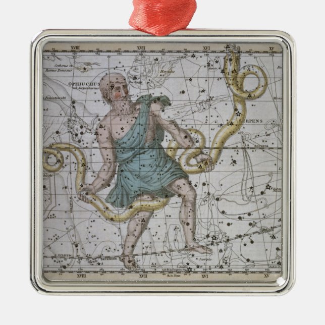 Ornamento De Metal Ophiuchus ou Serpentarius, 'de um atlas celestial (Frente)
