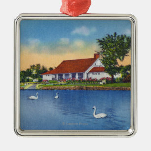 Ornamento De Metal Opinião cisnes do parque de Hoopes no lago