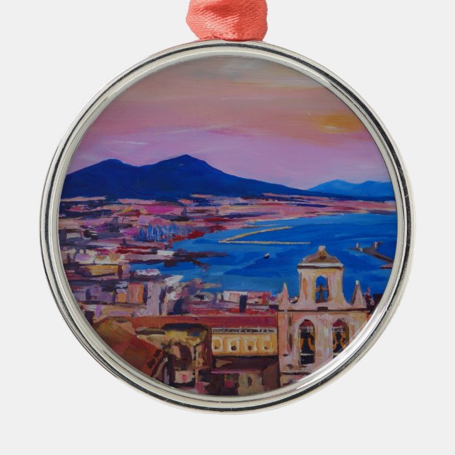 Ornamento De Metal Opinião maravilhosa da cidade de Nápoles com (Frente)