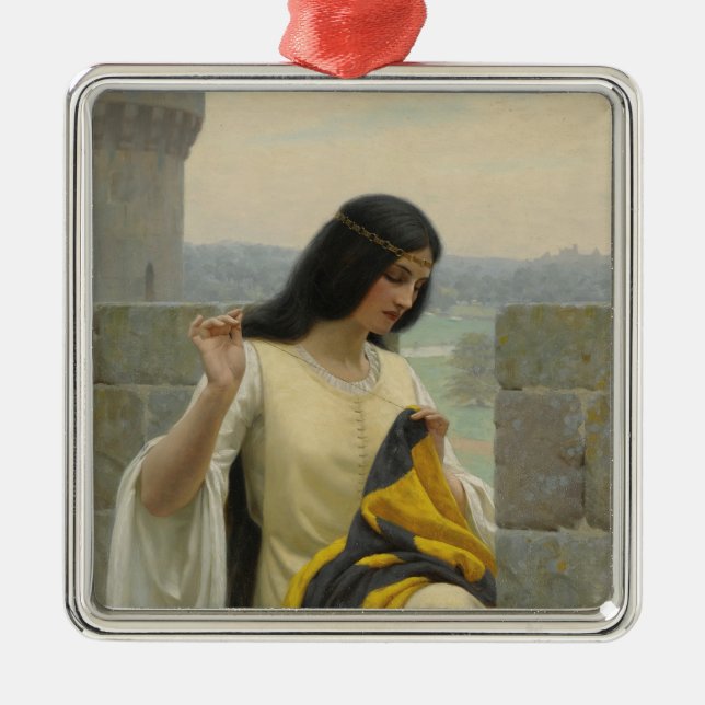 Ornamento De Metal Ordenando o Sinalizador Padrão (Mulher Medieval) (Frente)