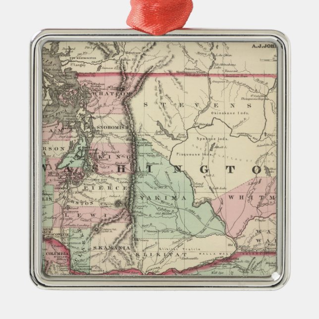 Ornamento De Metal Oregon e Washington (Frente)