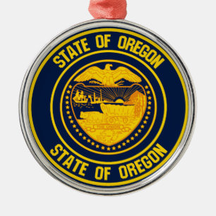 Ornamento De Metal Oregon Round Emblem