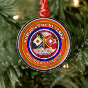 Ornamento De Metal Orgulho do Exército Sinal Corpo Veterano Natal
