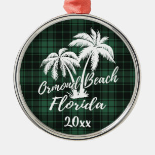 Ornamento De Metal Ormond Beach Palm Tree Green Xadrez