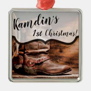Ornamento De Metal Ornaço XMAS Personalizado Boots Barn Wood
