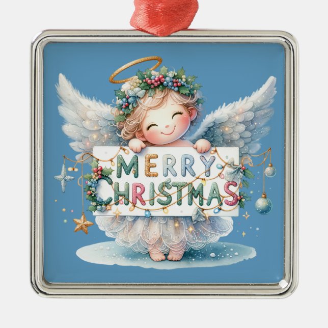 Ornamento De Metal Ornament Angel de Natal (Frente)