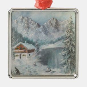 Ornamento De Metal Ornament Ann Hayes pintando o sonho da neve da Bav