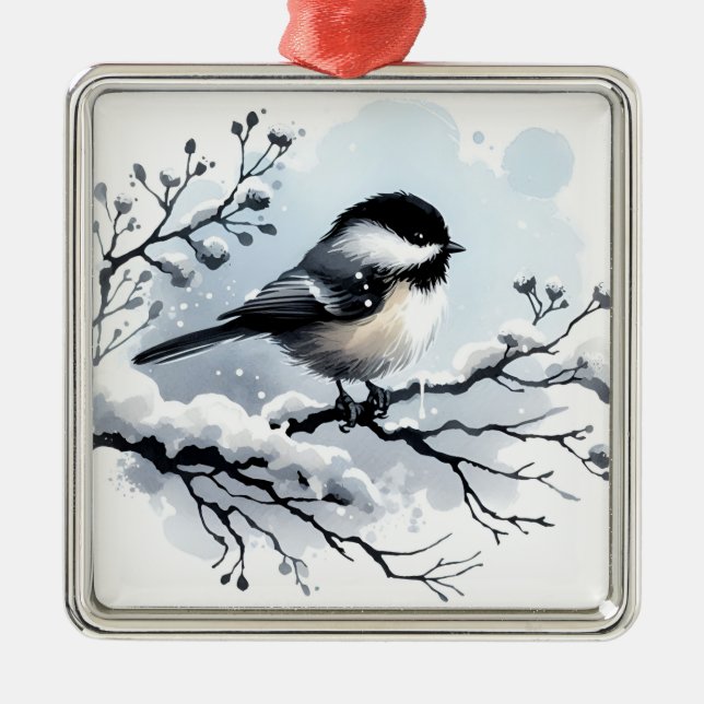 Ornamento De Metal Ornament Chickadee (Frente)