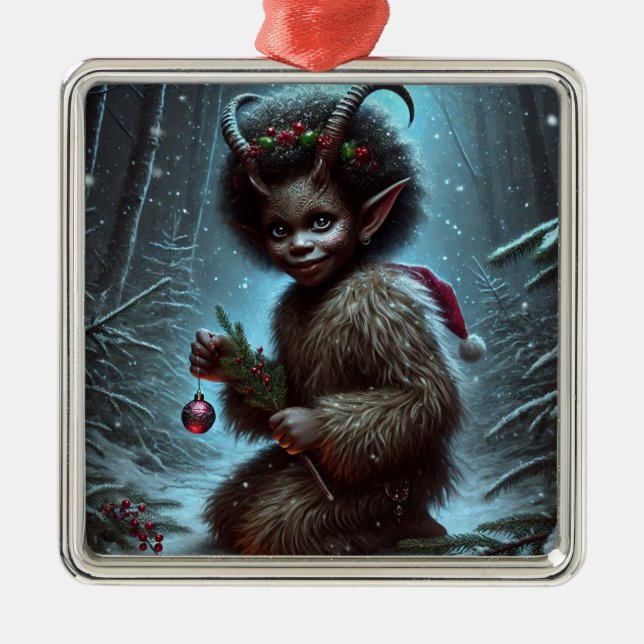 Ornamento De Metal Ornament Krampus de Natal (Frente)