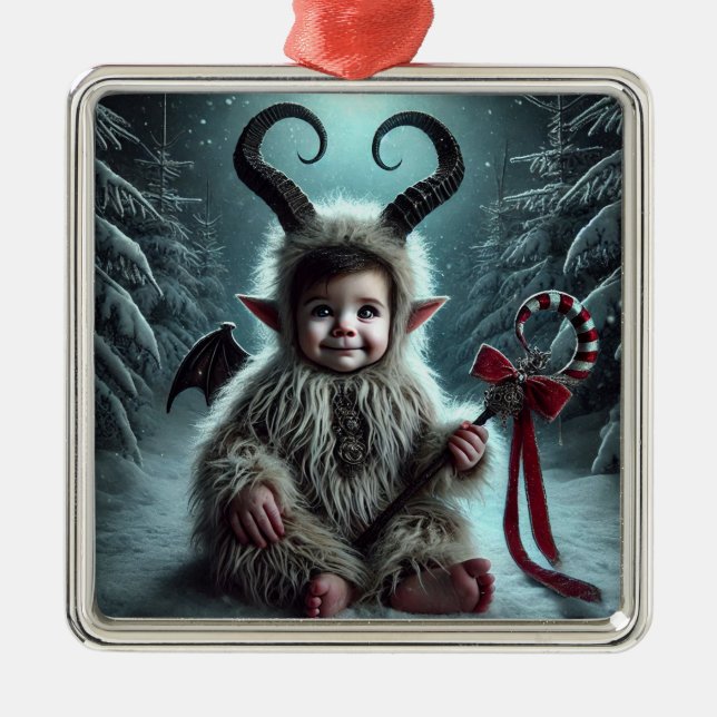 Ornamento De Metal Ornament Krampus de Natal (Frente)