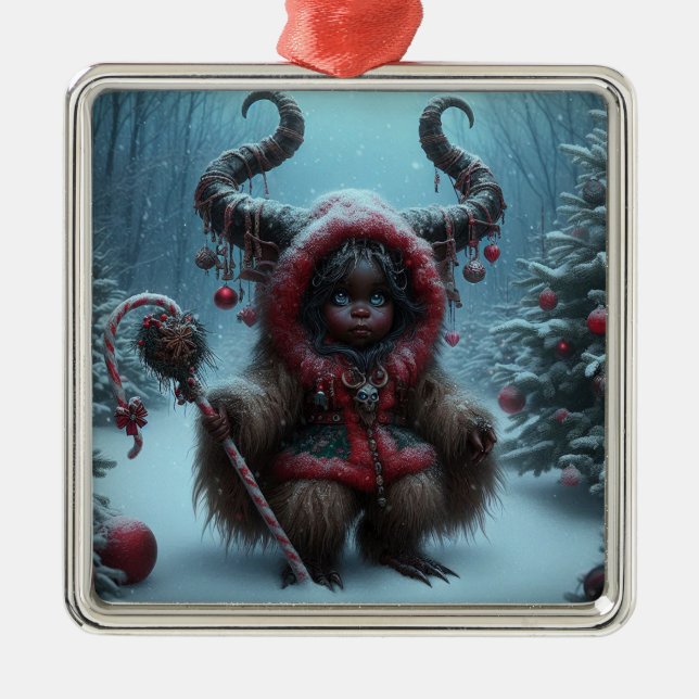 Ornamento De Metal Ornament Krampus de Natal (Frente)
