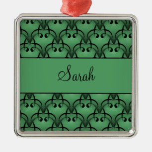 Ornamento De Metal Ornament Quadrado de Natal Blisado, Verde