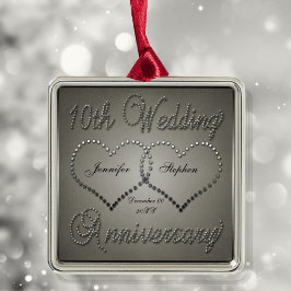 Ornamento De Metal Ornament Quadrado do Aniversário de 10 Anos