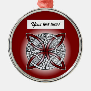 Ornamento De Metal Ornamento Celtic Knot Doodle Maroon Red Metal