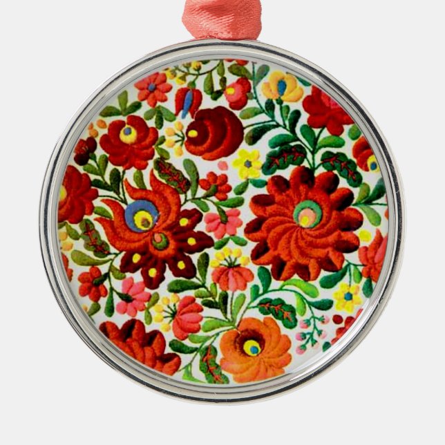 Ornamento De Metal ornamento, hungarian, bordado, kalocsai (Frente)