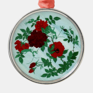 Ornamento De Metal Ornando Mantis e Rosas vermelhas