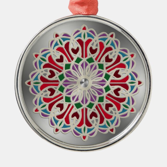 Ornamento De Metal Ornate Jewel Mandala Flower (Frente)