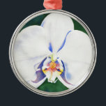 Ornamento De Metal Orquídea branca<br><div class="desc">pintura de cor d'água branca original por H cooper</div>