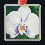 Ornamento De Metal Orquídea branca<br><div class="desc">pintura de cor d'água branca original por H cooper</div>