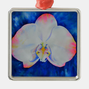 Ornamento De Metal Orquídea floral cor-de-água rosa branca Elegante