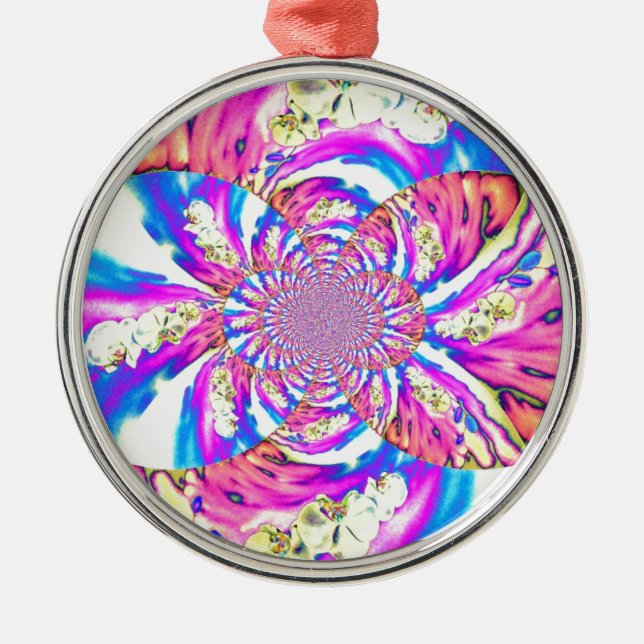 Ornamento De Metal Orquídeas cor-de-rosa-abstrato retro-cor-de-rosa-m (Frente)